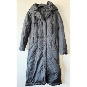 Tahari Black Long Puffer Down Jacket Small